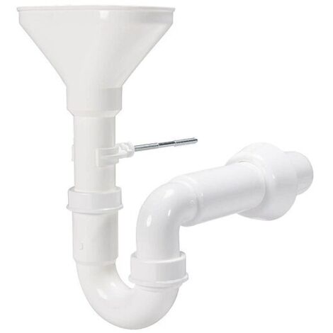 Trichtersiphon - Kunststoff weiß - mit Rosette und Wandbefestigung - Abgangsrohr DN 50 x 250 mm