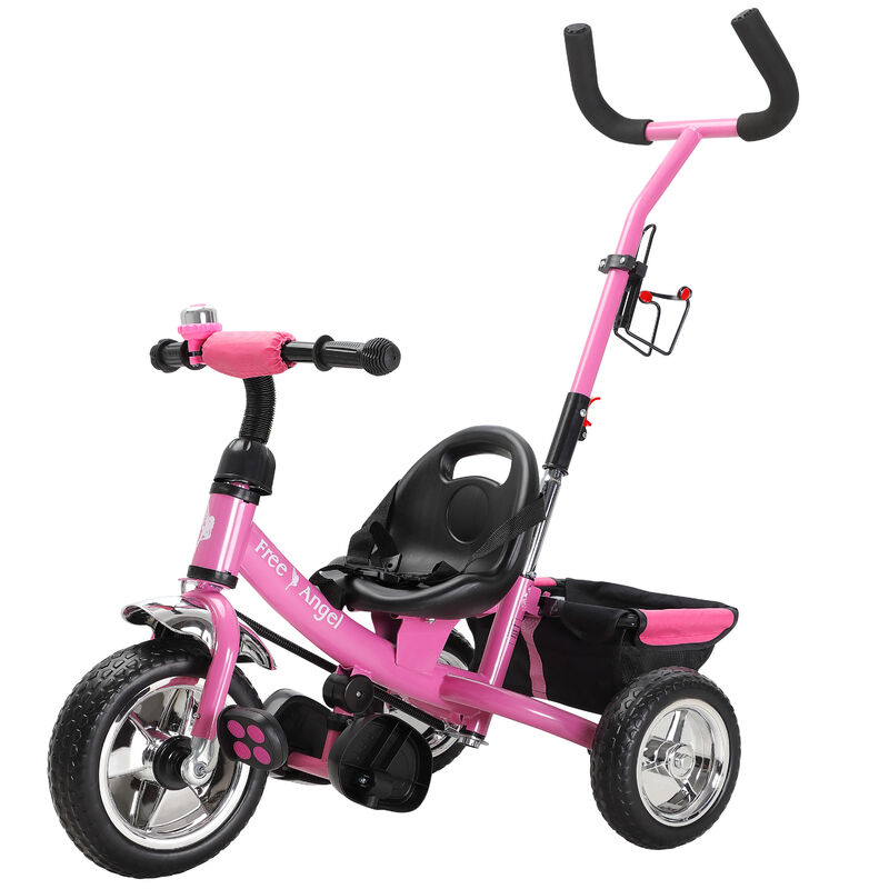 

Triciclo evolutivo infantil con barra de empuje cesta de transporte reposapies Rosa_2020 - Rosa_2020