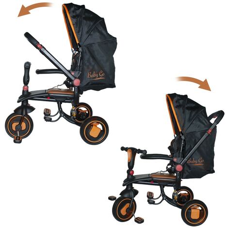 Triciclo modulare Reversibile BabyGo con sedile in pelle luci suoni fronte mamma