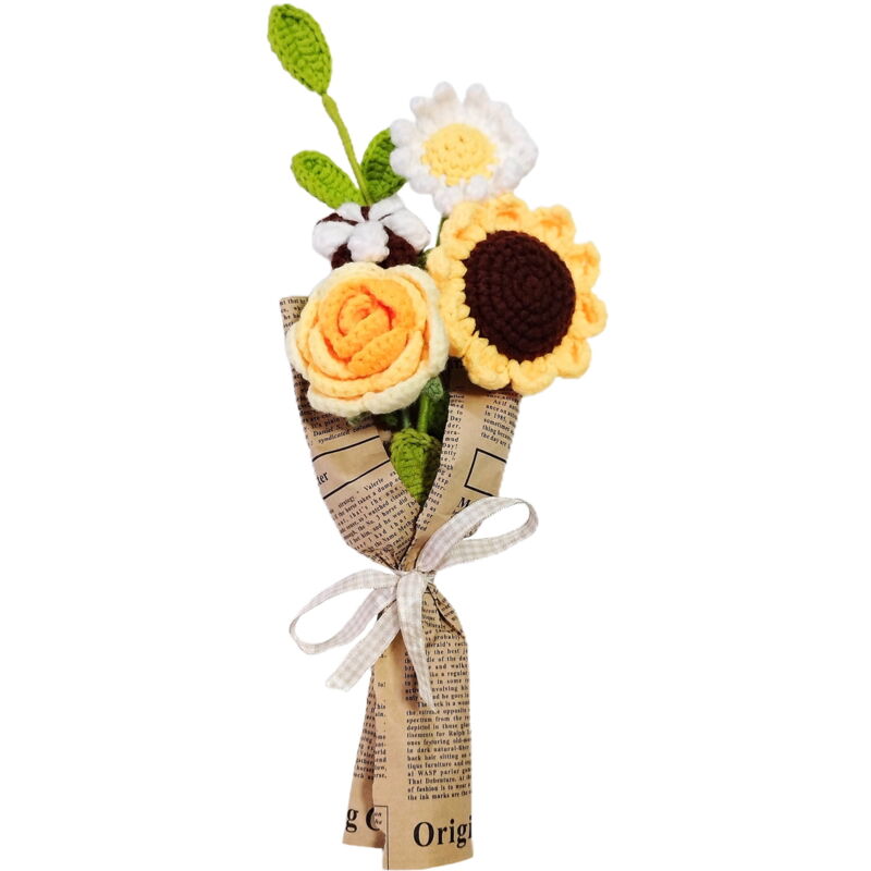 Tricot Crochet Fait Main Rose Fleurs Artificielles Décoration Intérieure