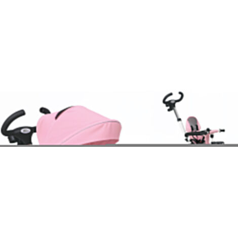 Tricycle bébé évolutif 6 en 1, tricycle enfant pliable, poignée parentale, siège réversible, 112x50x104cm, rose