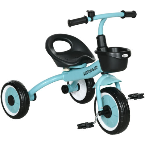 Tricycle pour enfants de 2 à 5 ans, avec siège réglable, panier et sonnette,Bleu,Voiture électrique