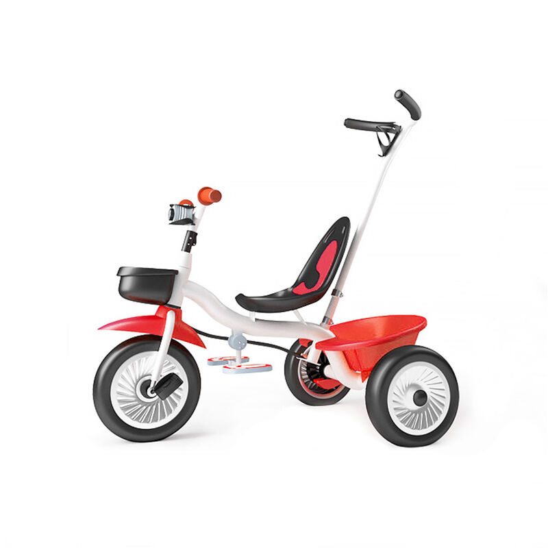 Oobest - Tricycle - Vélo Enfant Dès 18 Mois - Canne Parentale Amovible - Blanc Rouge