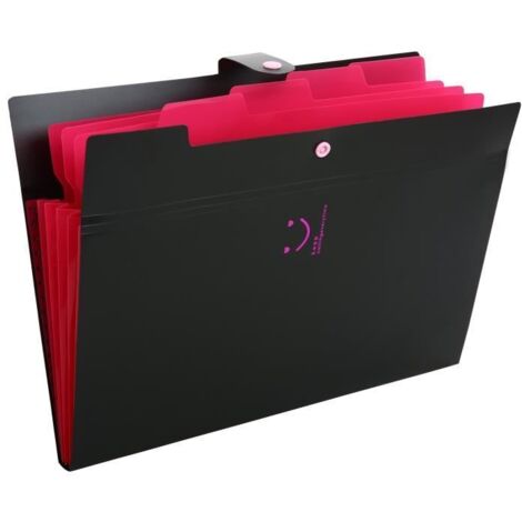 Trieur 5 compartiments Documents a Soufflet en Plastique 24x32 cm avec Fermoir Pour étudiants Noir