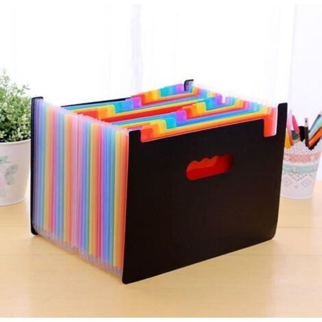 Trieur à Soufflet Classeur 24 Pochettes Organisateur Document Rangement Expansion Papier A4 avec Etiquettes Multicolore