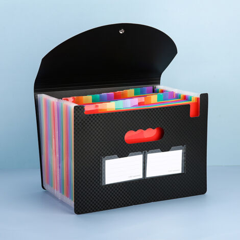 Trieur à Soufflets Classeur Rangement Papier Chemise Trieur Plastique 25 Compartiments Avec Couvercle A4 Documents Extensible-Fei Yu