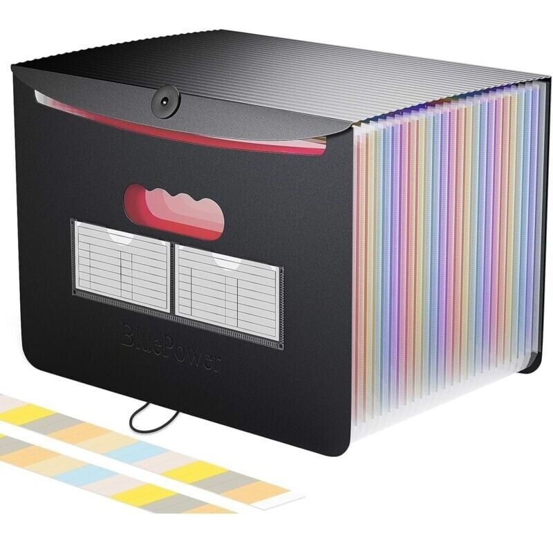 Trieur Accordeon A4 24 Compartiments avec Couvercle,Rangement Papier Administratif, Range Document Trieur Pochette à Soufflet, Valisette Organisateur