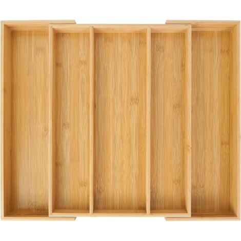 Trieur De Tiroir Cuisine - Trieur Couverts En Bambou Réglable 5 Compartiments - Pour Ustensiles Couteaux Couverts - Hauteur 2 Pouces
