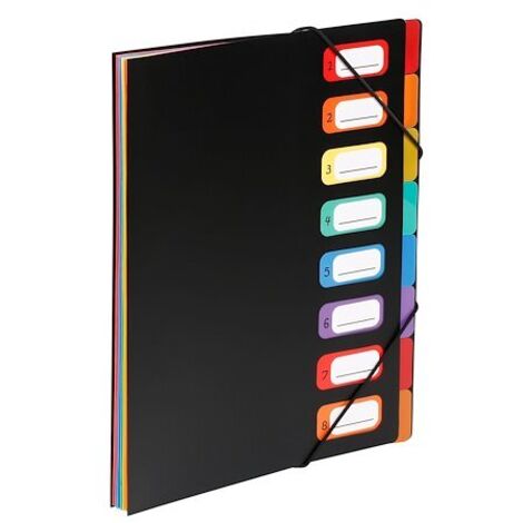 Trieur plastique Viquel Rainbow à soufflet 8 divisions noir
