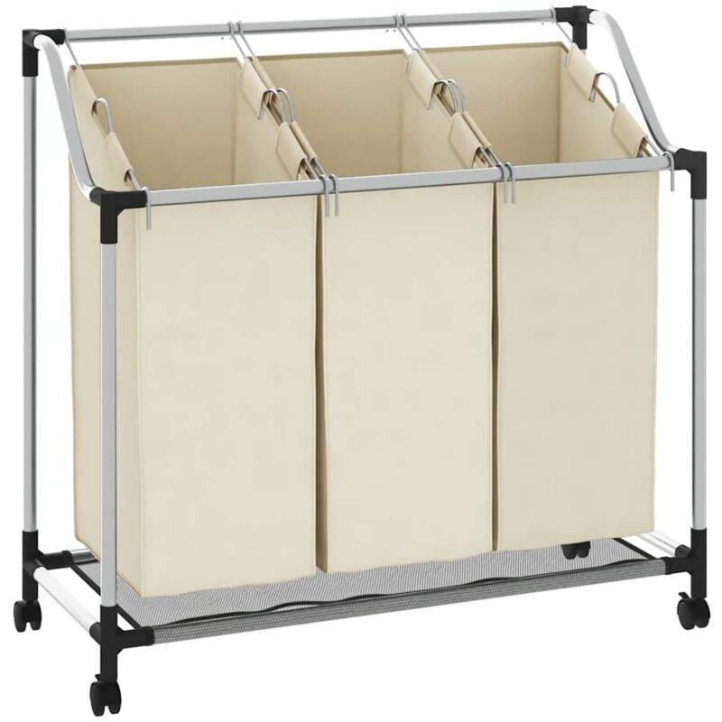 Trieuse à linge avec 3 sacs Crème Acier