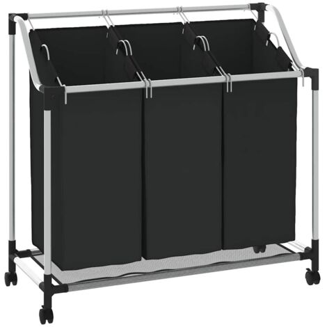 Trieuse à linge avec 3 sacs Noir Acier CFW566469