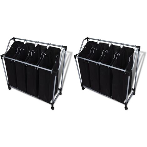 Trieuses à linge avec sacs 2 pcs Noir et Gris vidaXL