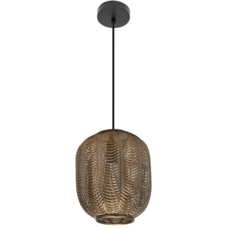 Trikala Pendelleuchte Schwarz/Altleder 1xE27 (50135xØ25x25cm)