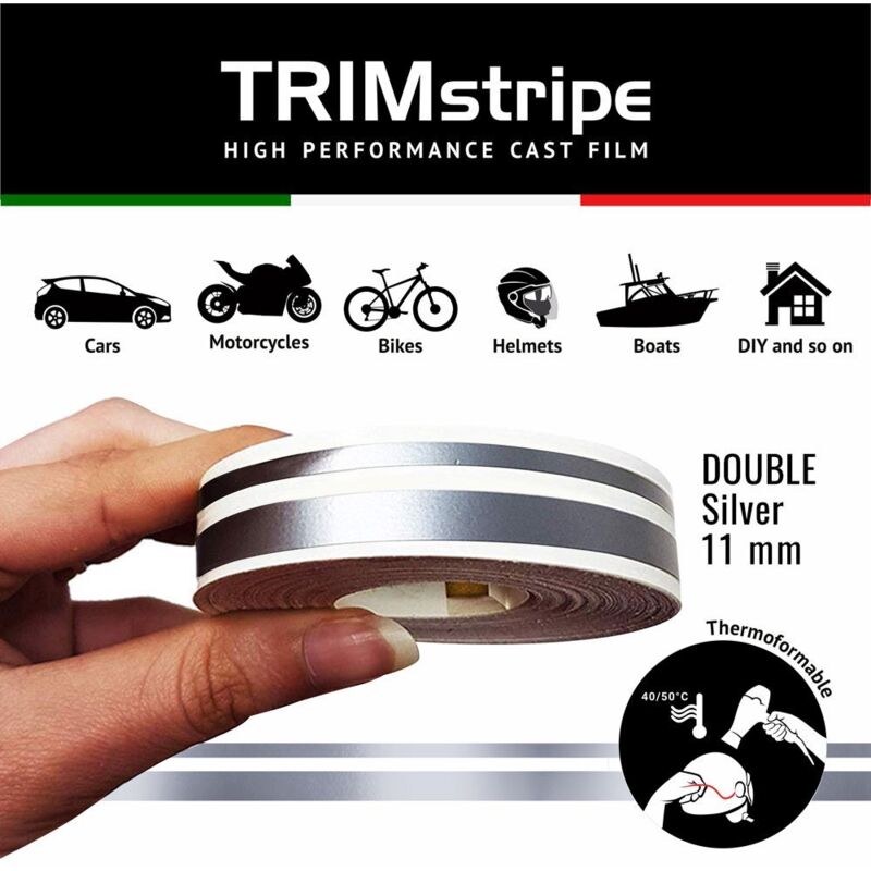 Trim Stripe Strisce Adesive per Auto, 2 Fili, Argento