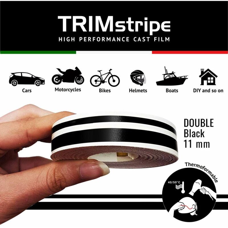 Trim Stripe Strisce Adesive per Auto, 2 Fili, Nero