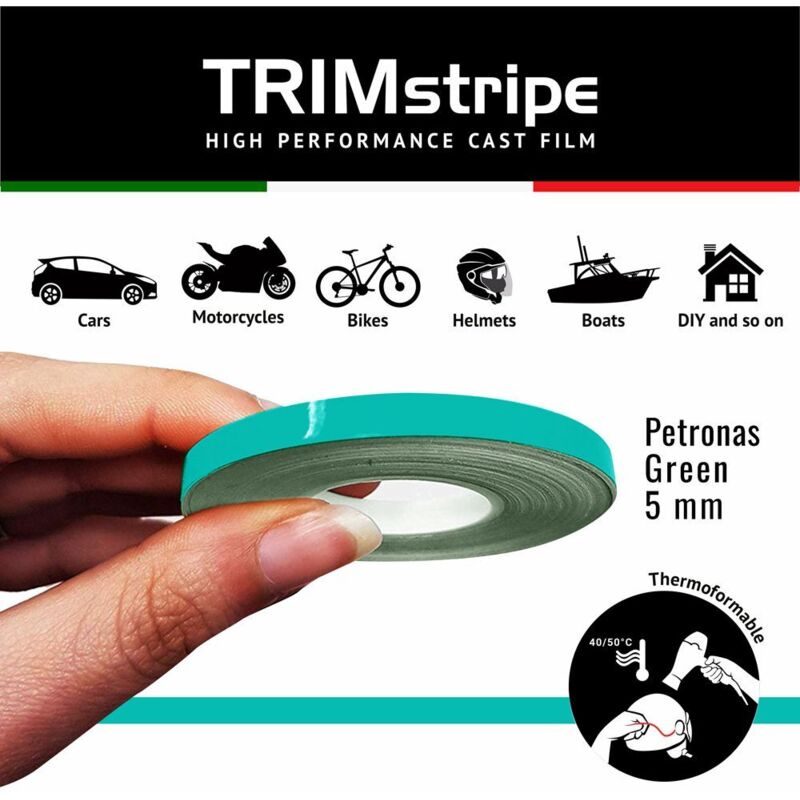 Trim Stripe Strisce Adesive per Auto, Verde Petronas - Dimensione: 5 MM X 10 MT