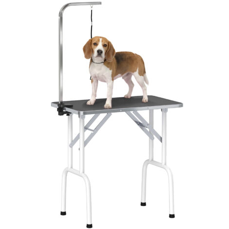 Trimmtisch für Hunde Hundepflegetisch mit Schlinge klappbar Stahlbeine rutschfest Tischplatte 81x48,5x80 cm Schwarz