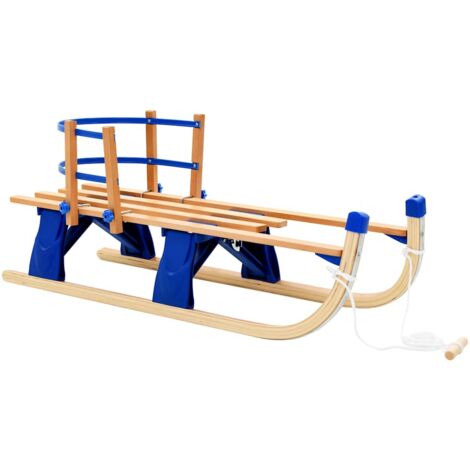 Trineo de nieve plegable respaldo de madera 119 cm