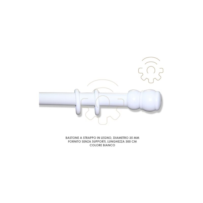 Tringle a rideau coulissante en bois blanc 35 mm longueur 300 cm sans supports
