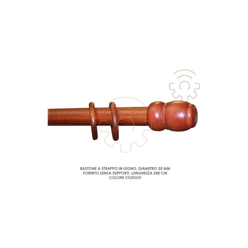 Tringle a rideau coulissante en bois de cerisier 35 mm longueur 240 cm sans supports
