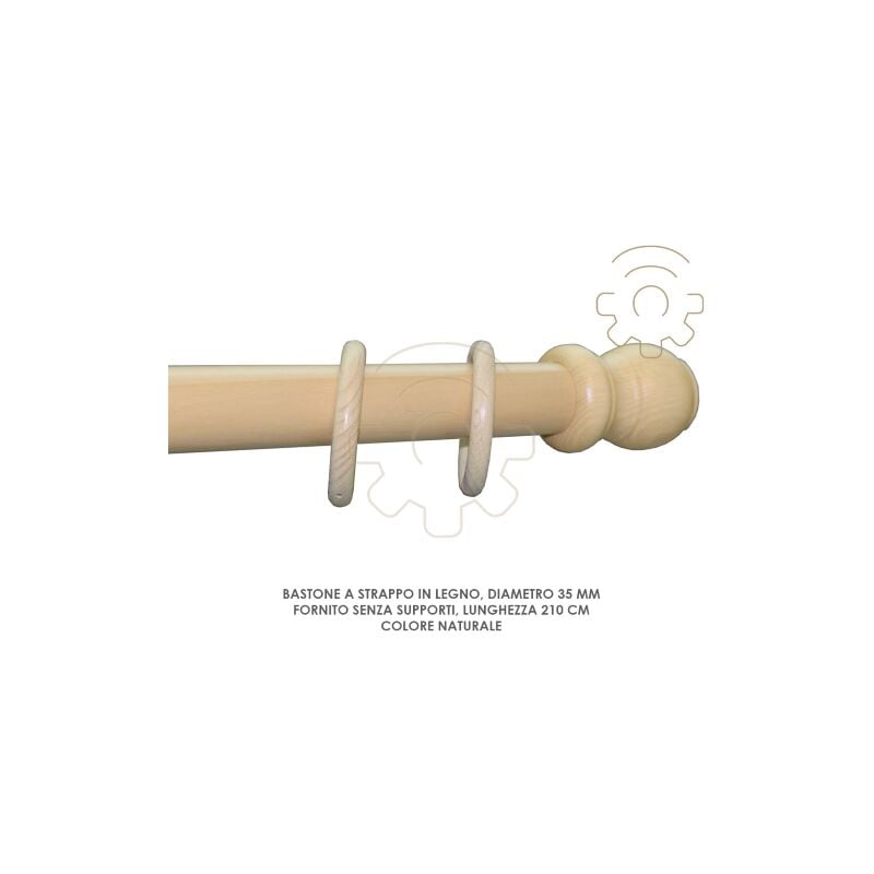 Tringle a rideau coulissante en bois naturel 35 mm longueur 210 cm sans supports