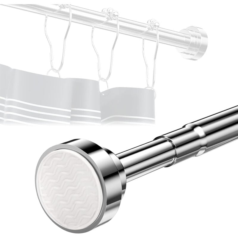Aquasup - Tringle à Rideau de Douche 125-220cm Tringle Rideau Extensible sans Forage en Acier Inoxydable 304 Barre à Tension de Douche