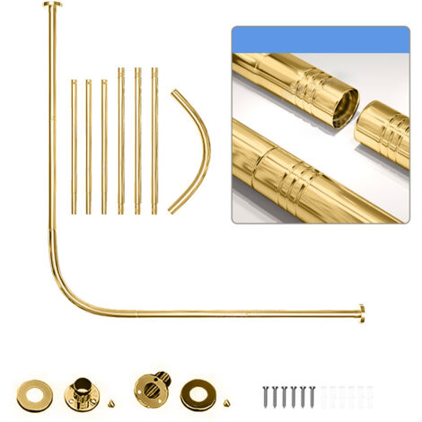 Tringle à rideau de douche incurvée en acier inoxydable, tringle à rideau rétractable, support de cloison de salle de bain, 150-180 cm (or)