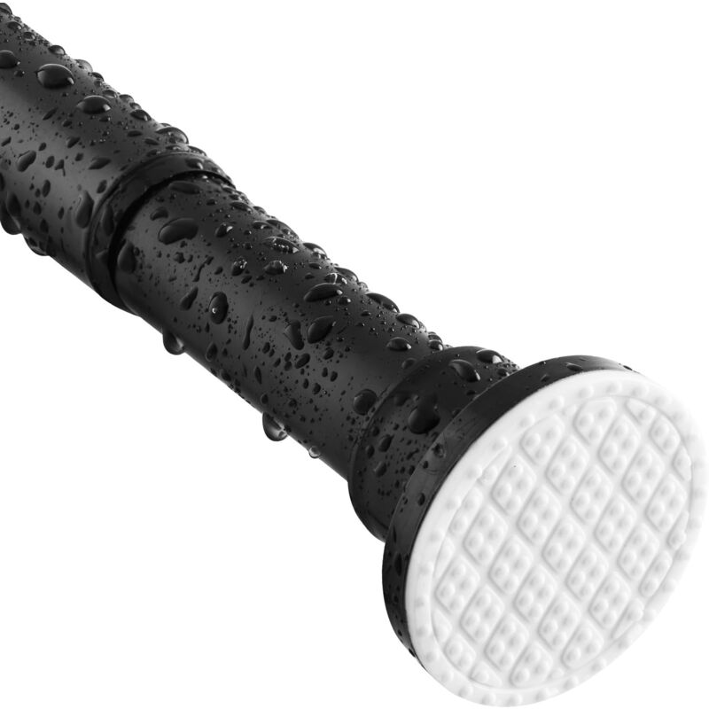 Tringle à rideau de douche, rétractable, sans perçage, 70-120 cm, réglable, noire, inoxydable et antidérapante, utilisable dans la salle de bain