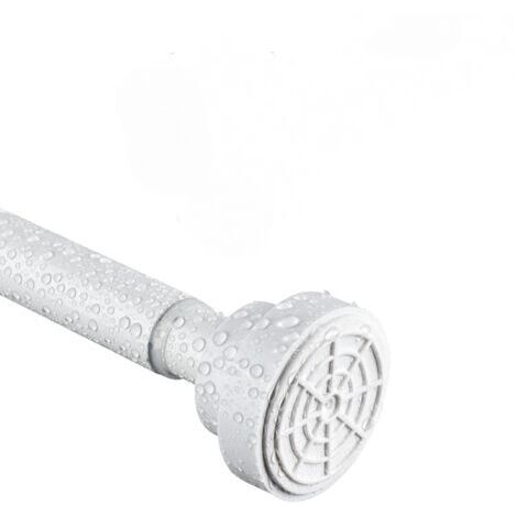 Tringle à rideau de douche rétractable, sans perçage, convient pour salle de bain, fenêtre, armoire penderie 85-140 cm, blanc