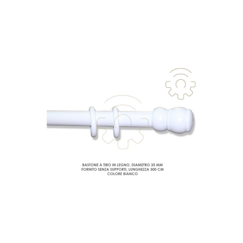 Tringle a rideau en bois blanc 35 mm longueur 300 cm sans supports