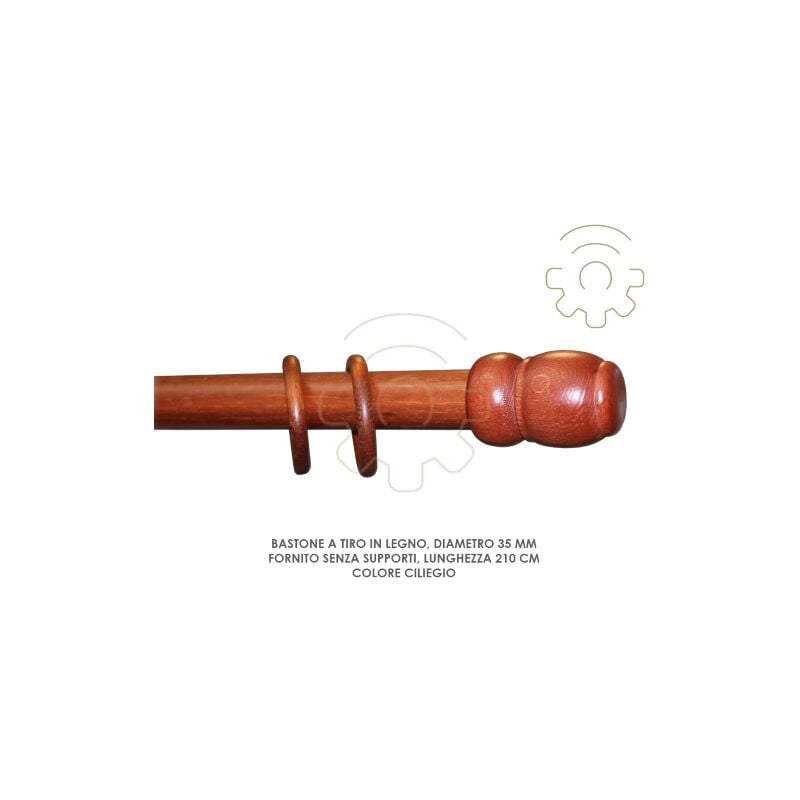Tringle a rideau en bois de cerisier 35 mm longueur 210 cm sans supports