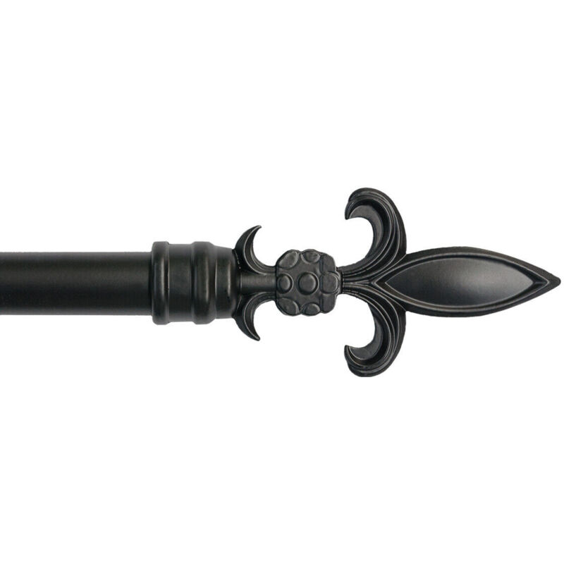 Tringle à Rideau en Fer Vente aux Enchères de Rideaux Anneaux Extensibles 160-300 cm Lance - Noir