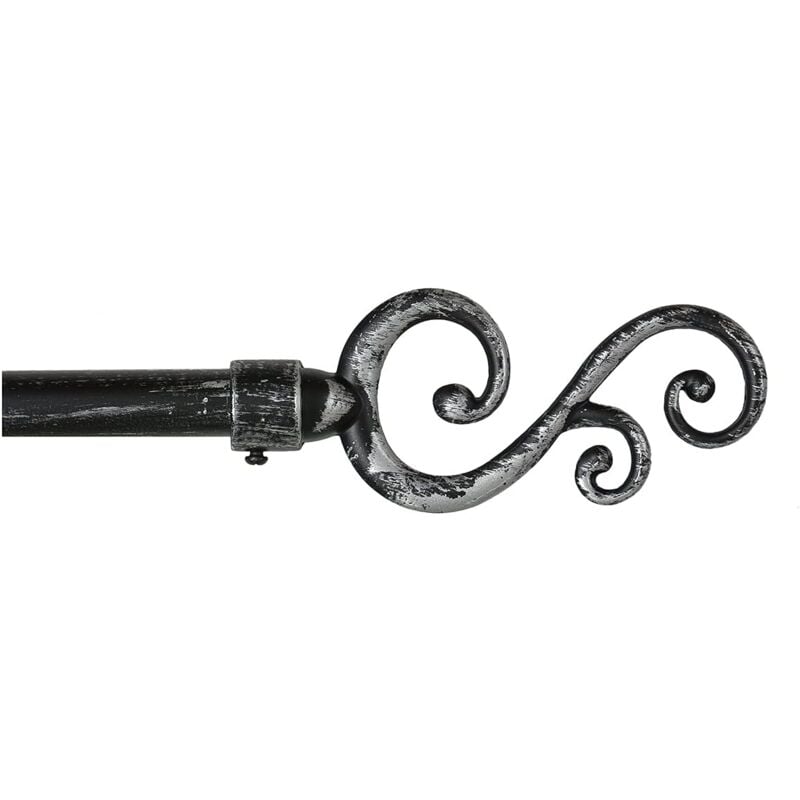 Emmevi Mv S.p.a. - Tringle à Rideau en Fer Vente aux Enchères de Rideaux Anneaux Extensibles 160 300 cm Spirales - Noir Argent