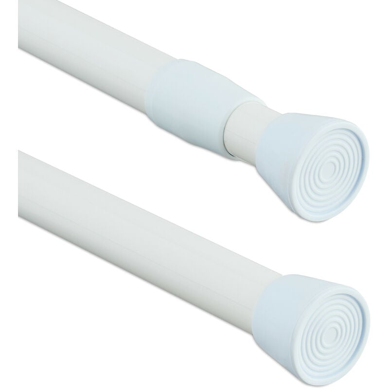 Tringle à rideau extensible, 120 – 220 cm, barre de serrage, sans perçage, douche, fenêtre, blanc - Relaxdays
