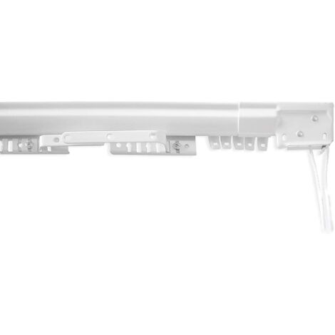 Tringle a' rideau extensible EASY 2 en acier peint en blanc longueur 71 - 122 cm verrouillage centralise' avec supports
