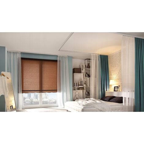 Tringle à rideau PVC à double rail pour plafond 120 cm