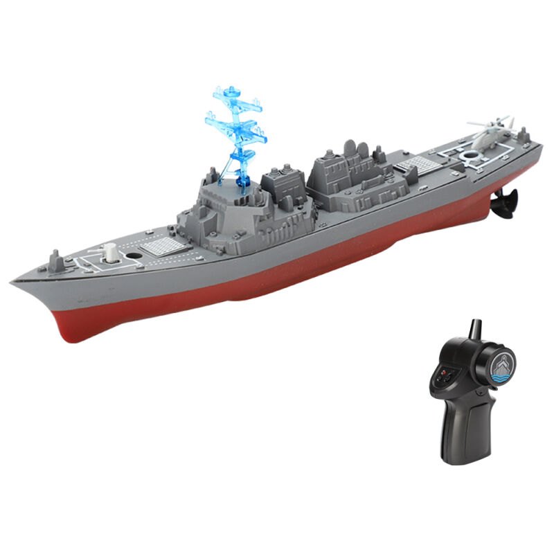 Bateau télécommandé 2,4 GHz, étanche, haute vitesse, simulation de navire de guerre, modèle de mini cuirassé rechargeable, jouet cadeau pour garçons