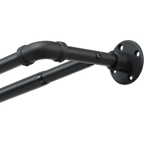 Tringle à rideaux double 78,7-241,3 cm, très résistante, noire 2,5 cm, réglable, occultante, enroulable autour de deux tringles