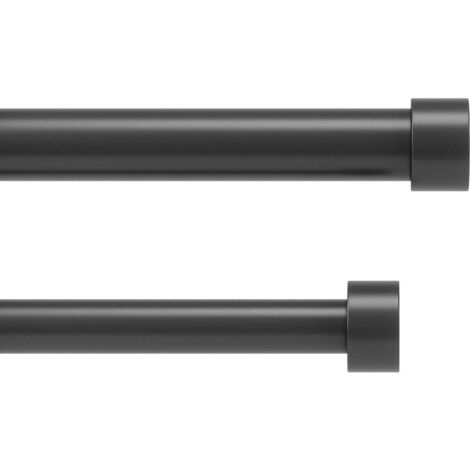 Tringle à rideaux double en acier brossé noir Cappa Longueur réglable de 91 à 168 cm