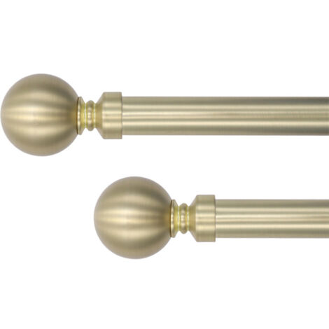 Tringle à Rideaux, Laiton mat, Longueur 120 à 210 cm, Kit avec Support et vis, Diamètre 25 à 28 mm