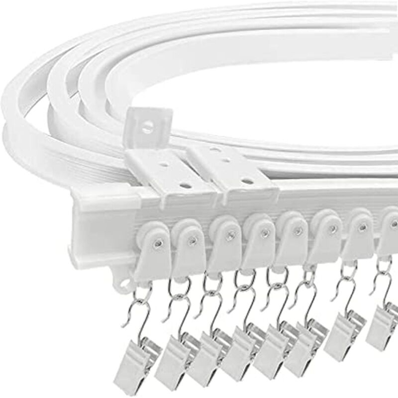 Cyslmuk - Tringle à rideaux, Rail de rideau de plafond flexible pour baie vitrée, environ 5 m, pliable courbe support mural en plastique robuste pour