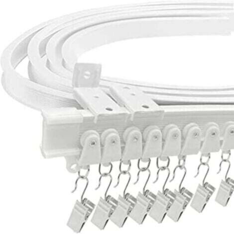 Tringle à rideaux, Rail de rideau de plafond flexible pour baie vitrée, environ 5 m, pliable courbe support mural en plastique robuste pour séparateur de chambre