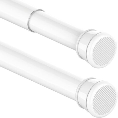Tringle à rideaux télescopique sans perçage (50 80 cm), barre blanche pour salle de bain, fenêtres ou penderie, installation