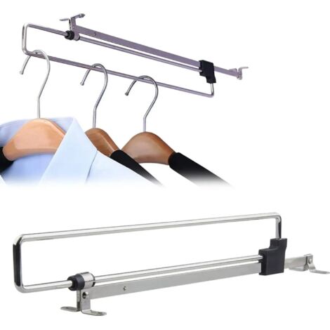 Tringle à vêtements extensible, tringle de penderie en acier inoxydable, tringle à vêtements, tringle à vêtements réglable, cintres coulissants, tube de penderie télescopique, 25 cm