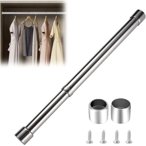 Tringle à Vêtements Extensible,Tube de Penderie Télescopique Flexible,Barre de Penderie Extensible en Acier Inoxydable,34-52 cm Tringle à Vêtements en Acier Inoxydable Réglable,Pour Penderie Salle