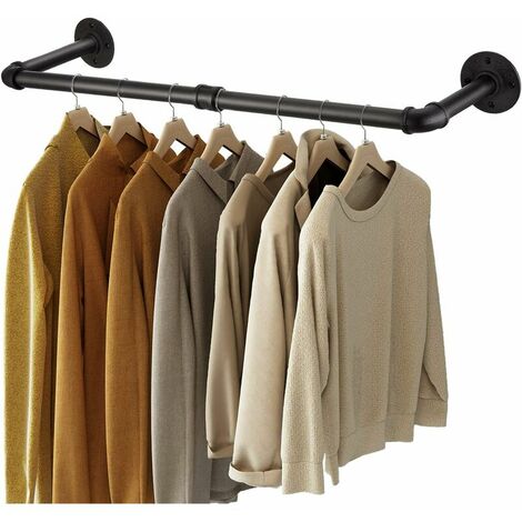 Tringle à vêtements Porte-vêtements en tuyau industriel à fixation murale