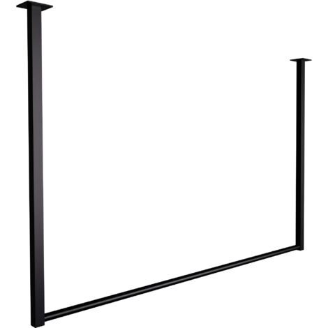 Tringle à vêtements suspendue porte-manteau 120x80 cm acier thermolaqué noir 100009043