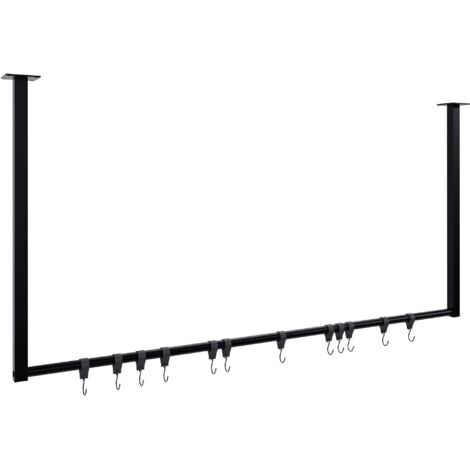 Tringle à vêtements suspendue porte-manteau avec 12 patères 120x60 cm acier thermolaqué noir 100009013