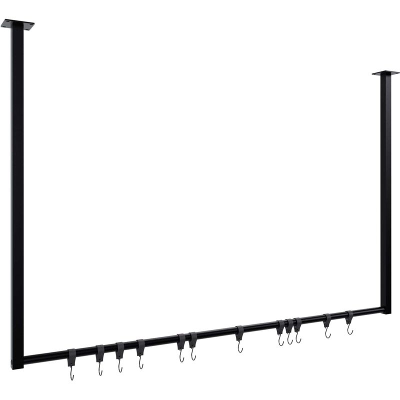 Tringle à vêtements suspendue porte-manteau avec 12 patères 120x80 cm acier thermolaqué noir 100009044