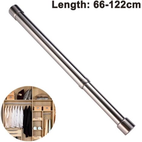 Tringle à vêtements télescopique en acier inoxydable – Longueur ajustable 66-122 cm – Pour armoire. douche et balcon
